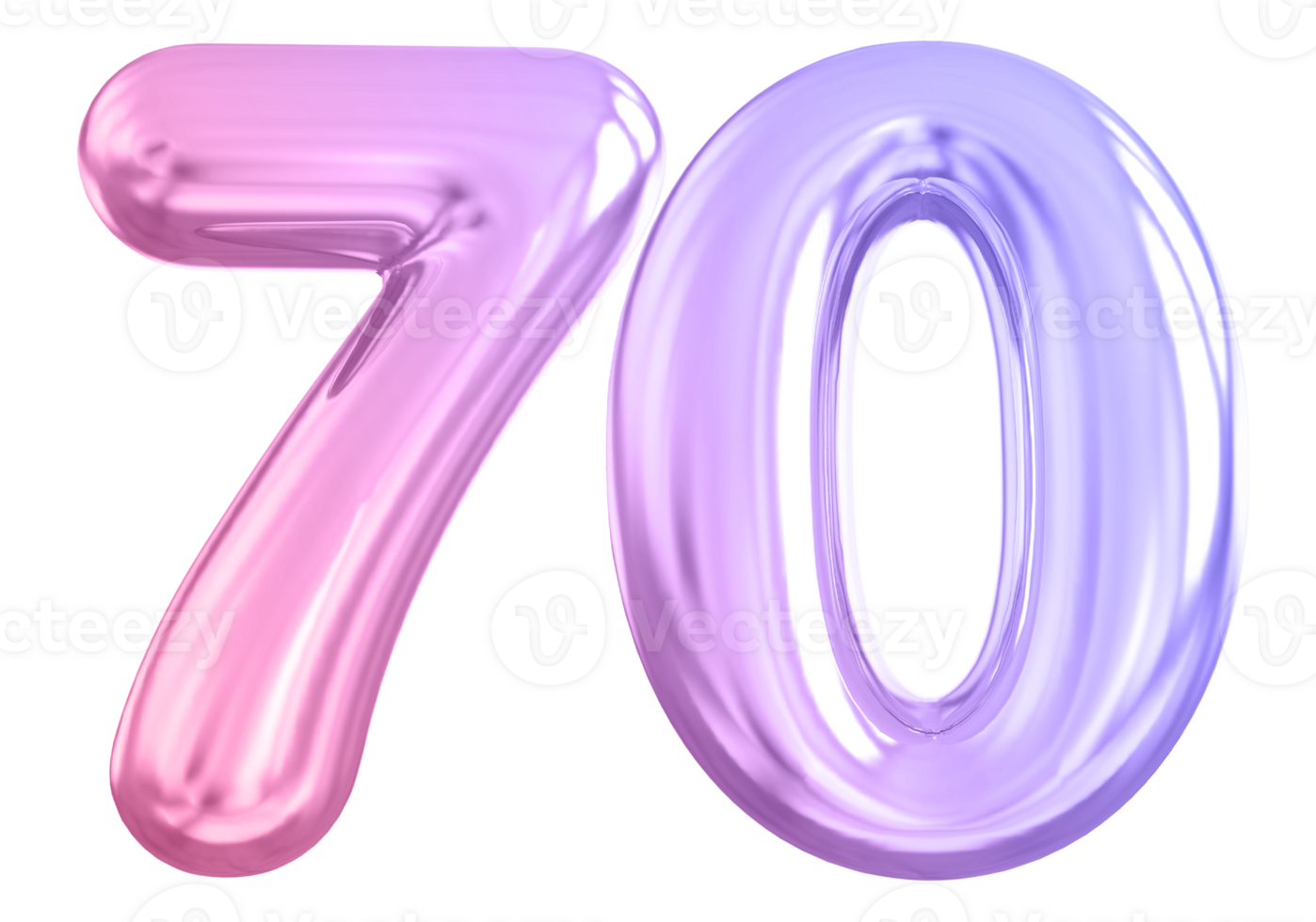 70 number gradient 3d render png