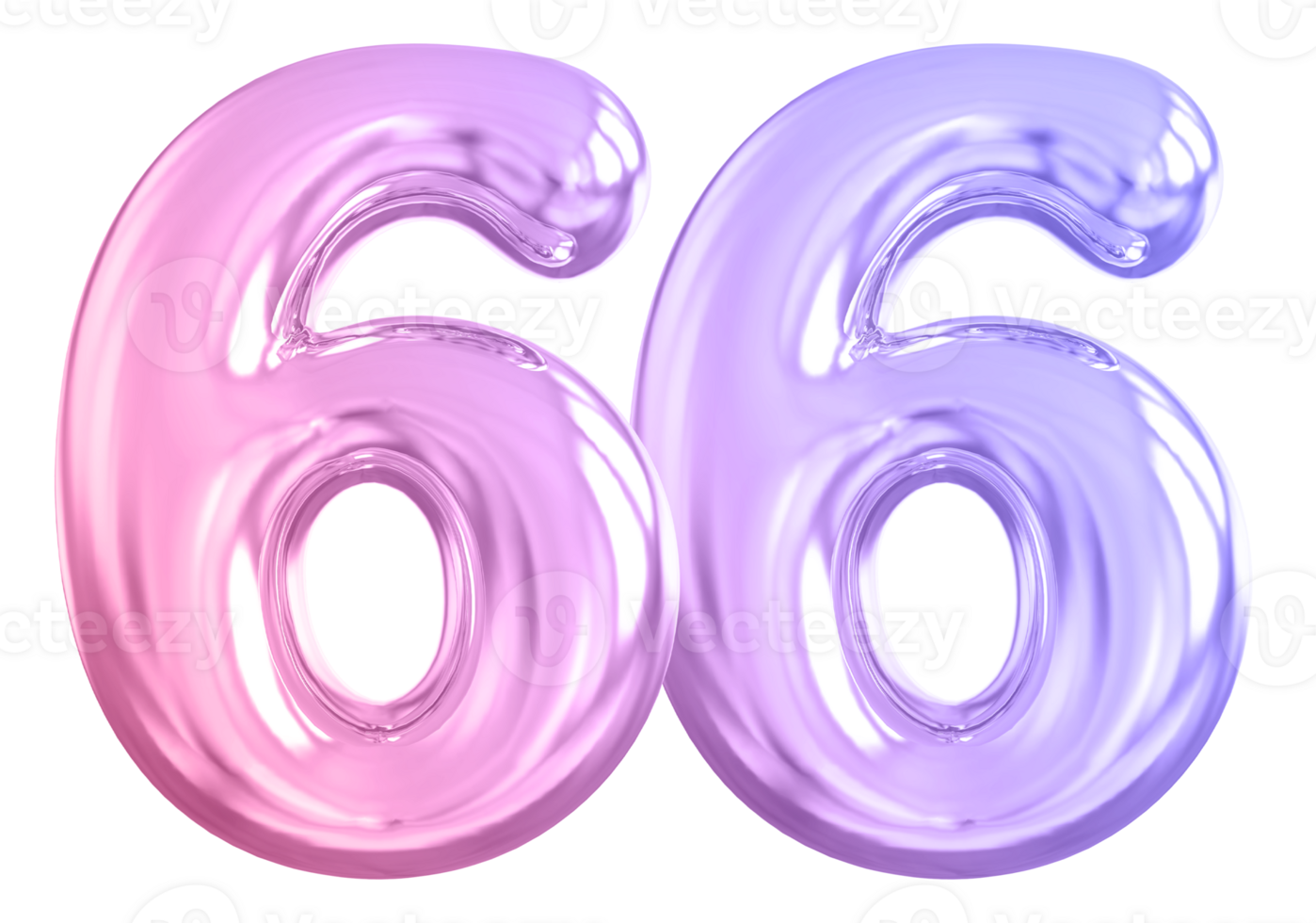 66 number gradient 3d render png