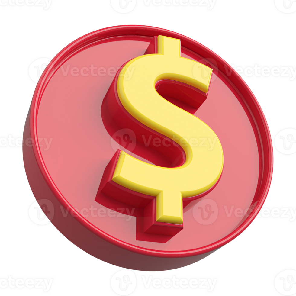 Symbol dollar Icon 3d render png