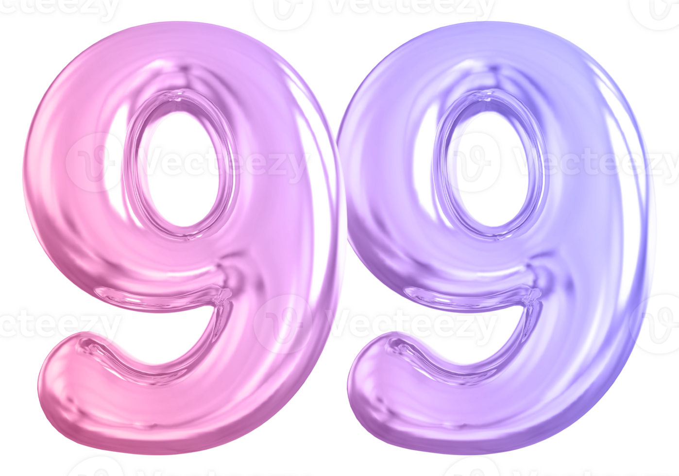99 number gradient 3d render png