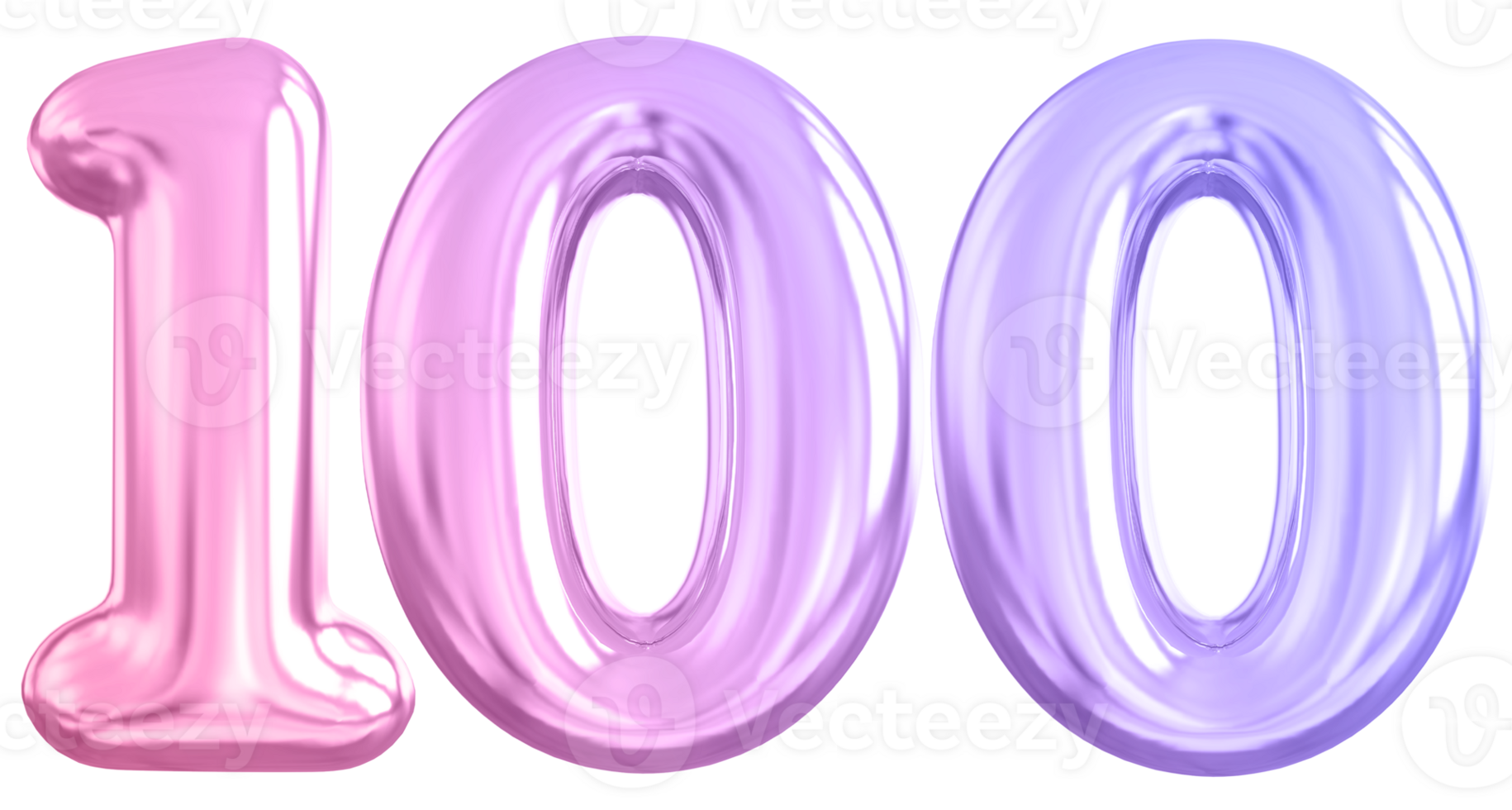 100 number gradient 3d render png