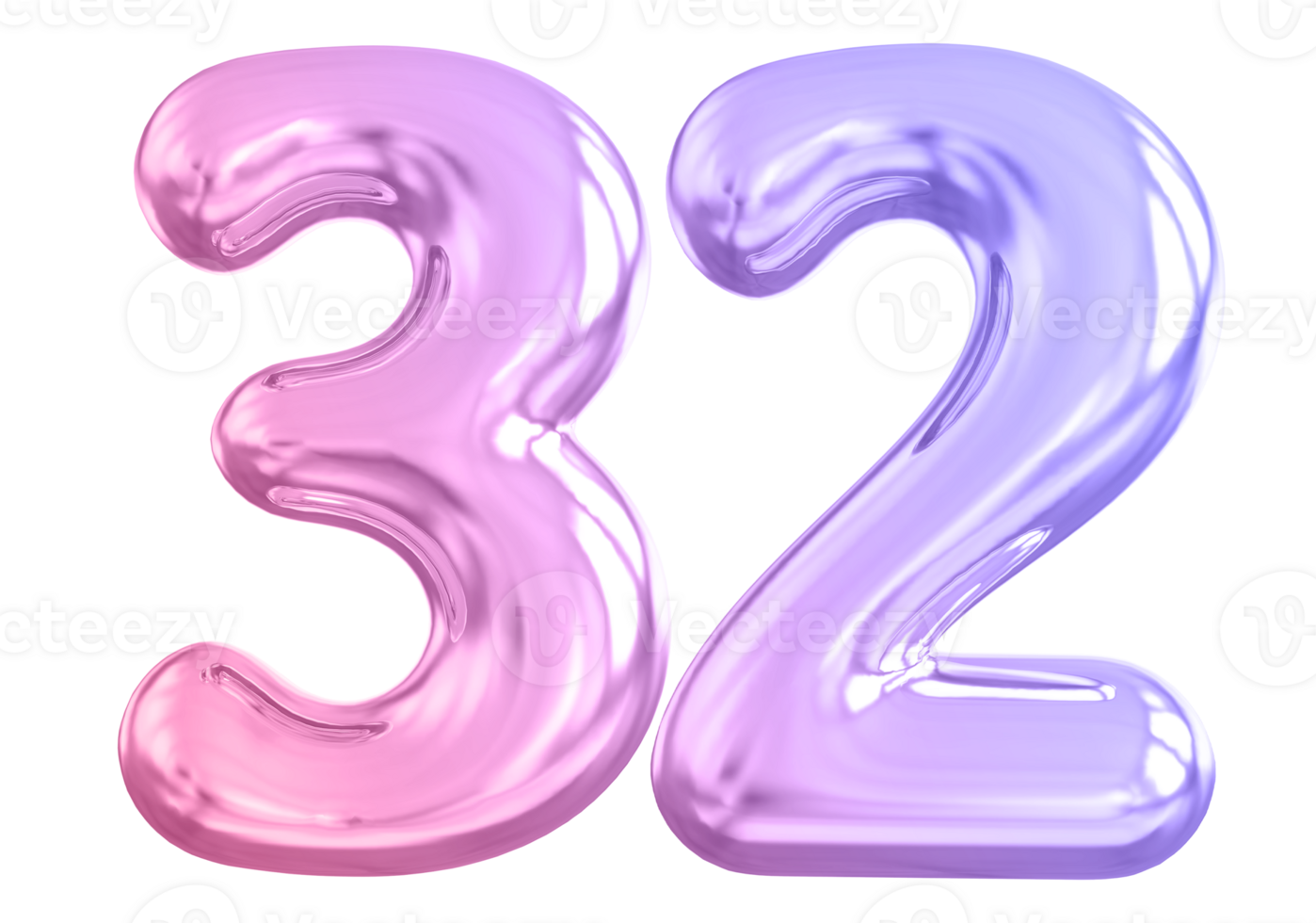 32 number gradient 3d render png