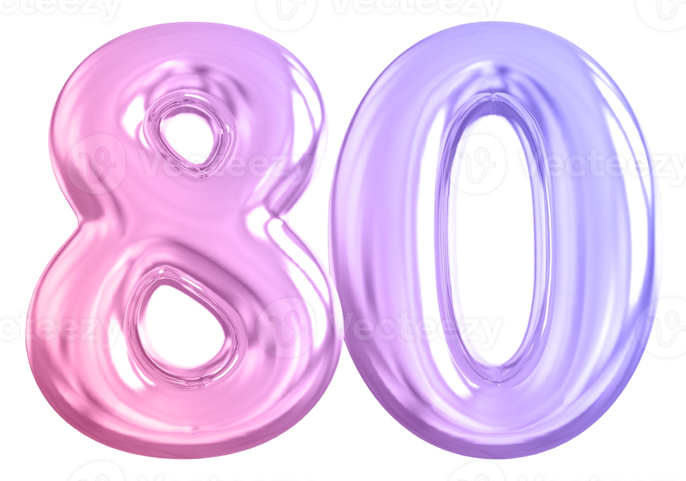 80 number gradient 3d render png