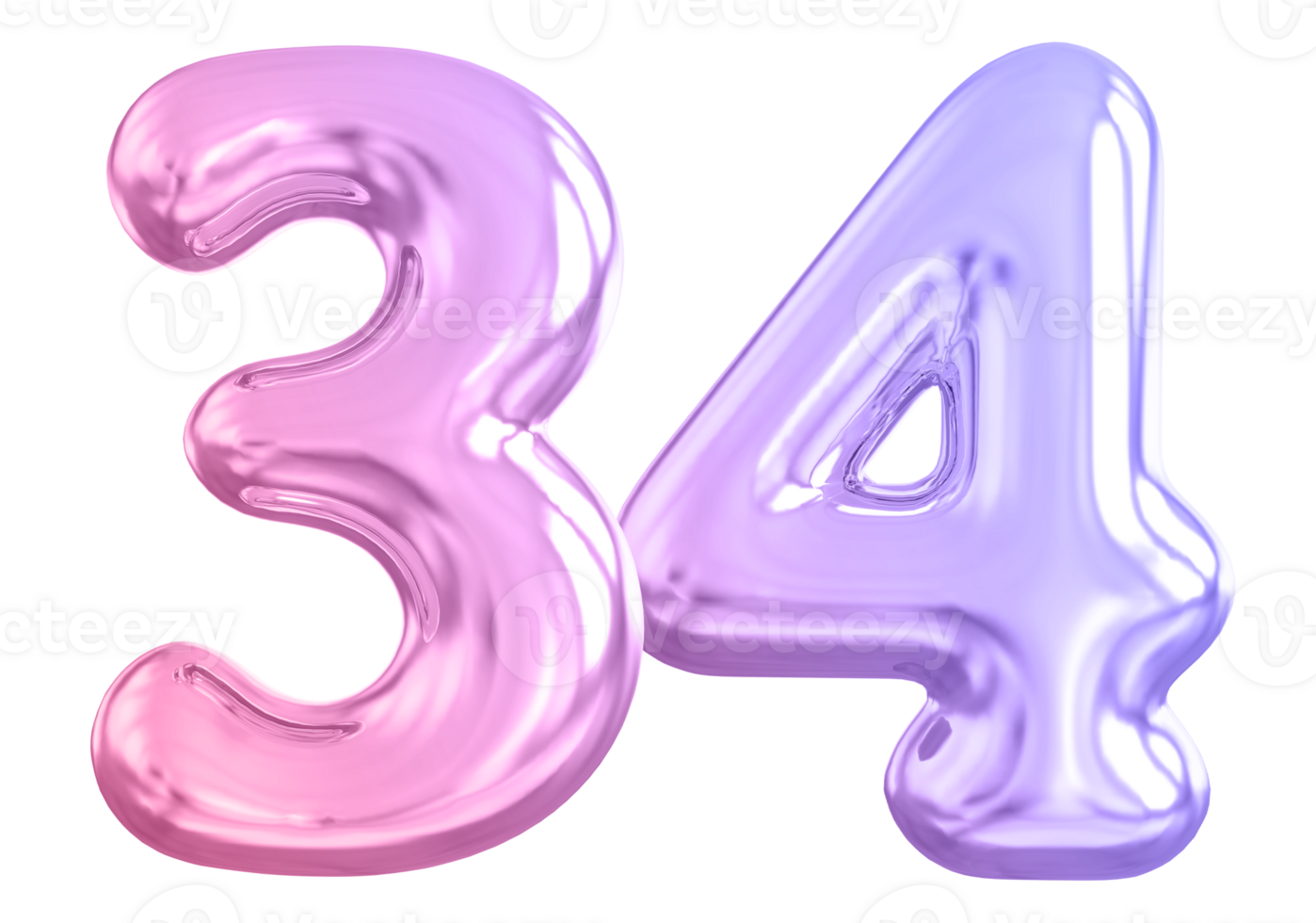 34 number gradient 3d render 36308712 PNG