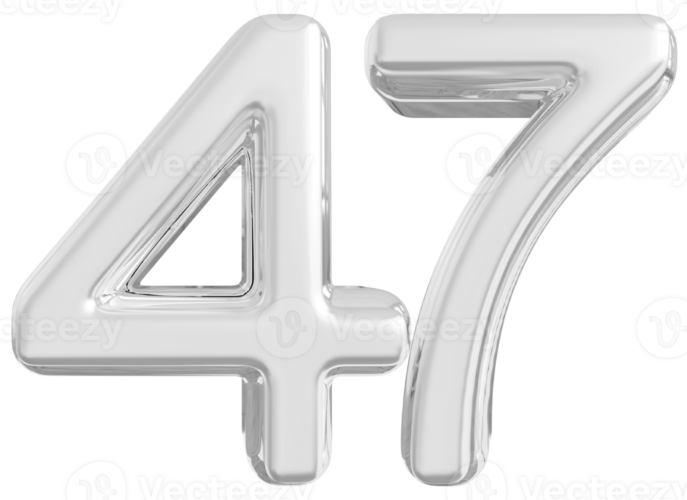 Silver 3d Number 47 png