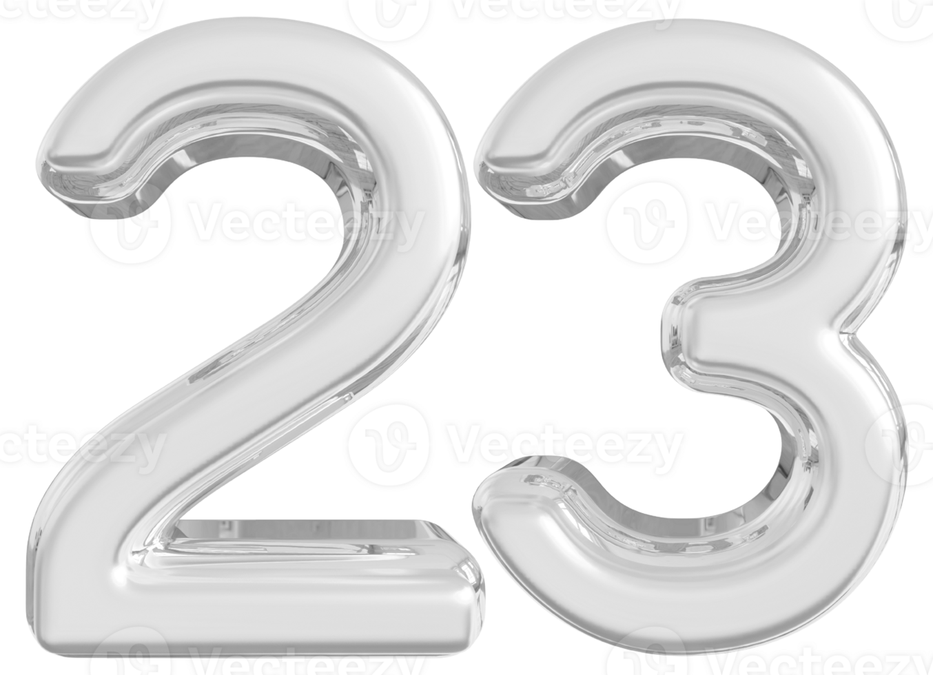 Silver 3d Number 23 png