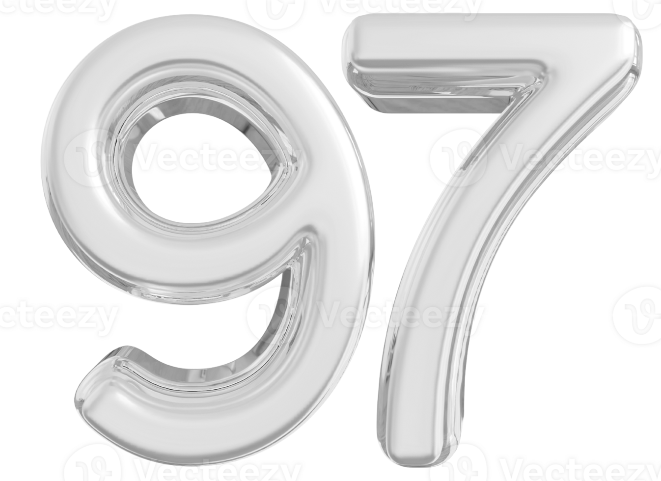 Silver 3d Number 97 png