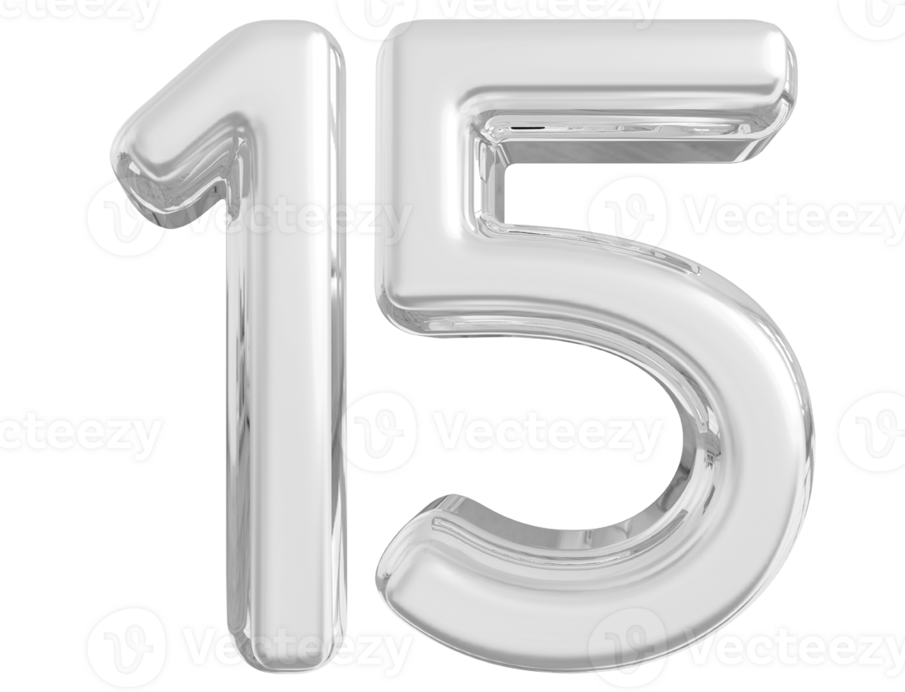 Silver 3d Number 15 png