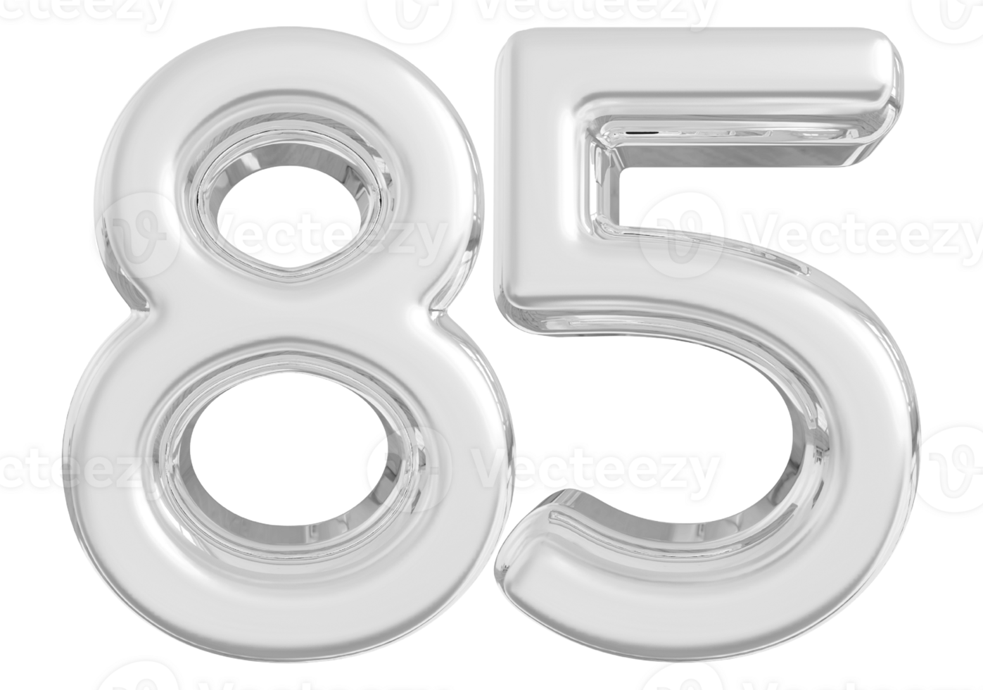 Silver 3d Number 85 png