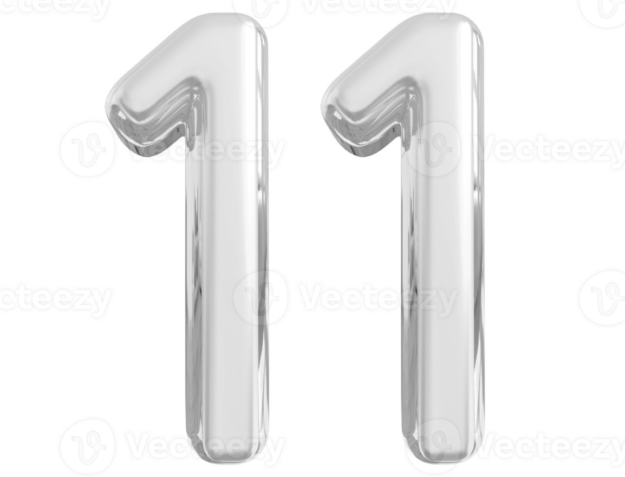 Silver 3d Number 11 png