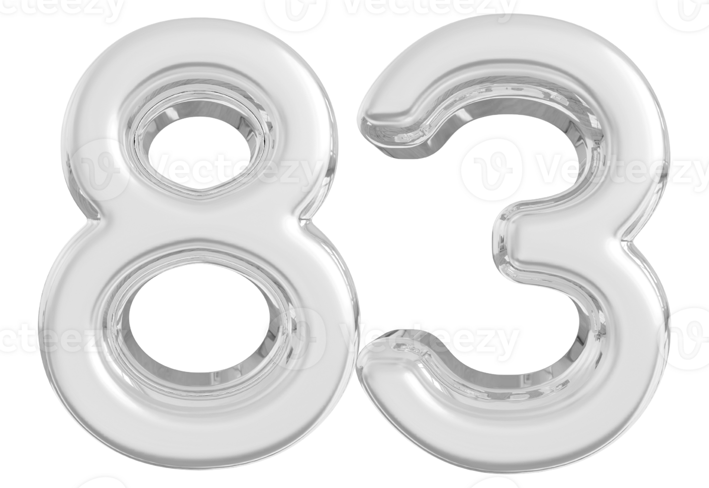 Silver 3d Number 83 png
