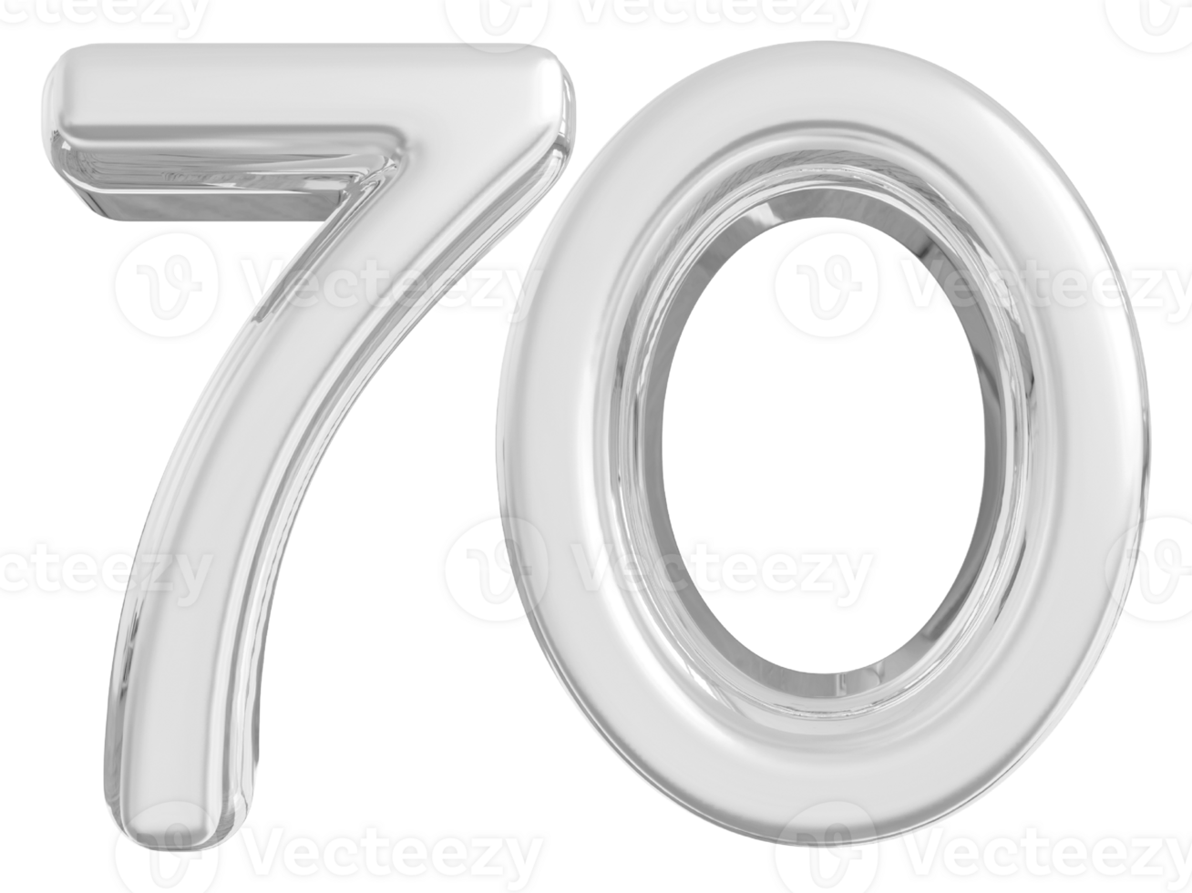 Silver 3d Number 70 36308788 PNG