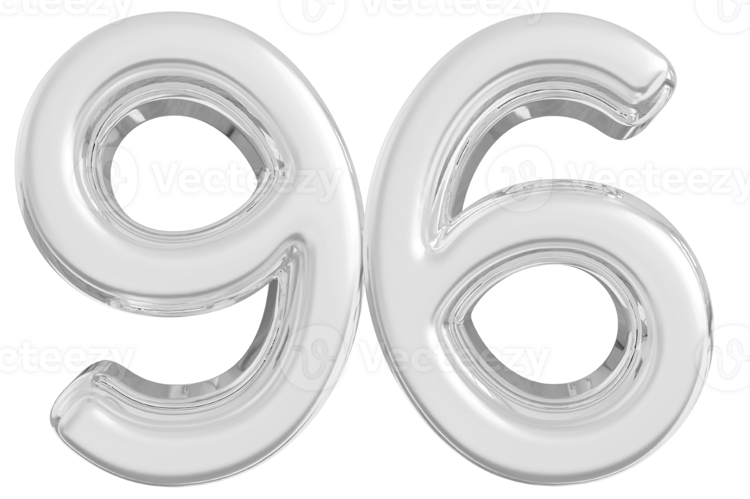 Silver 3d Number 96 png