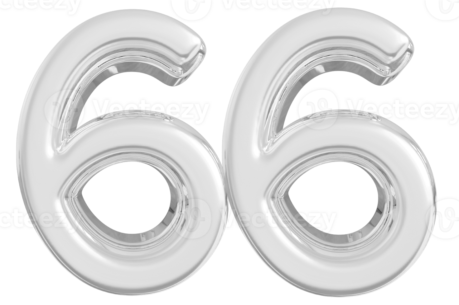 Silver 3d Number 66 png