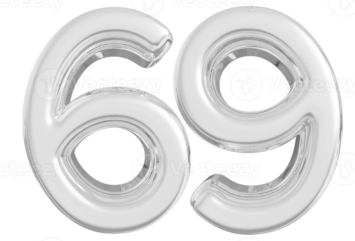 Silver 3d Number 69 png