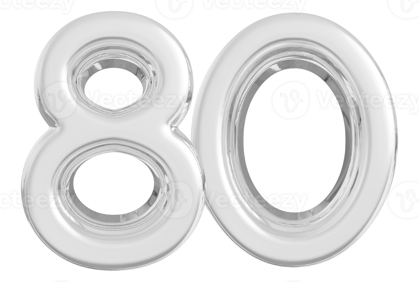 argent 3d nombre 80 png