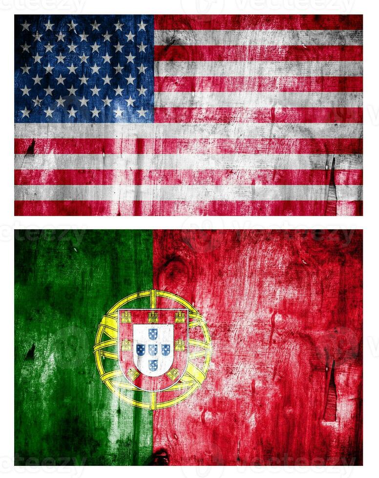 dos banderas de madera texturizado relaciones foto