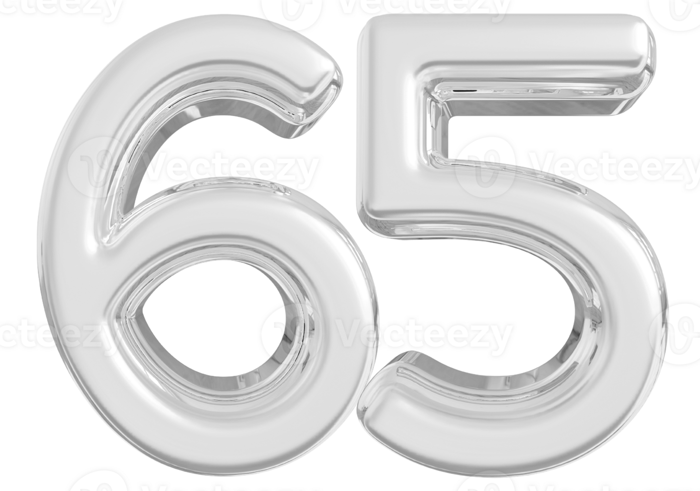 Silver 3d Number 65 png