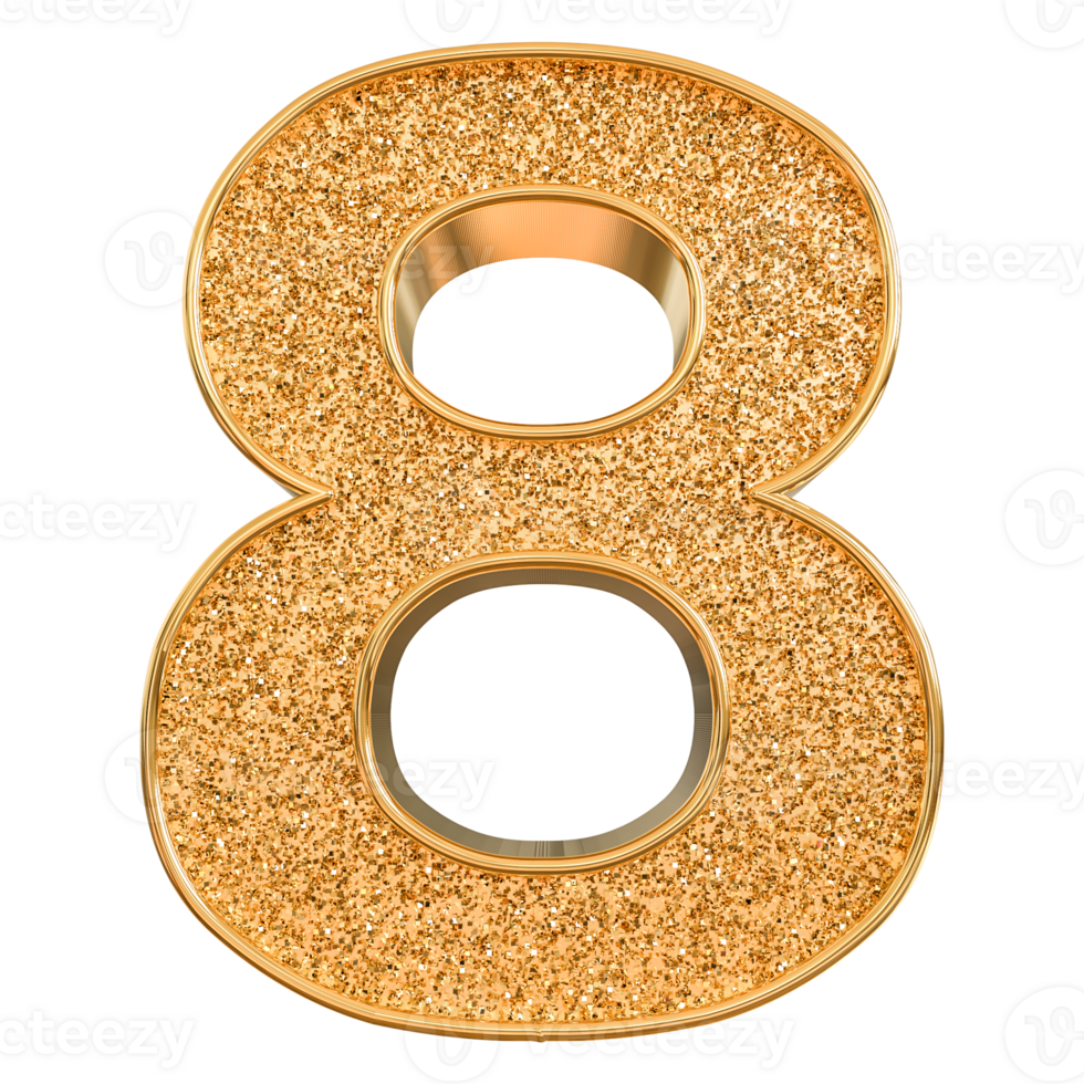 Gold 3d Nummer 8 png