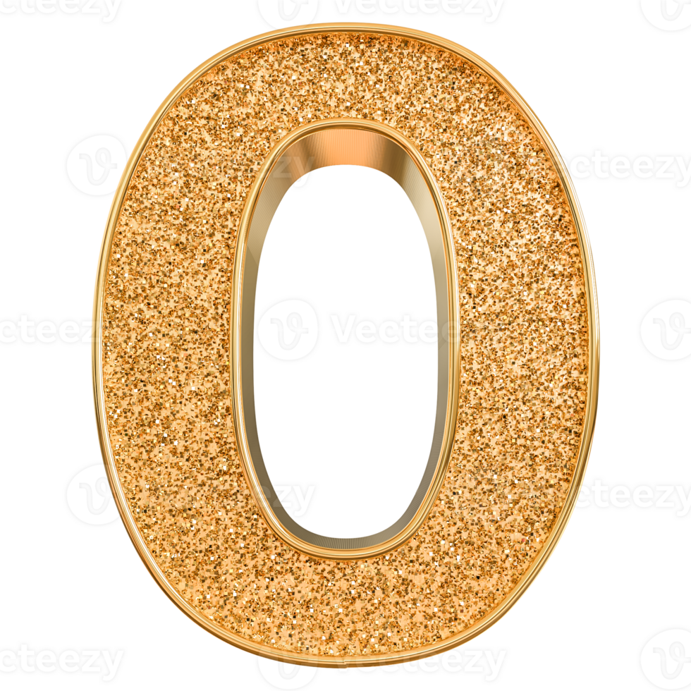 Gold 3d Nummer 0 png