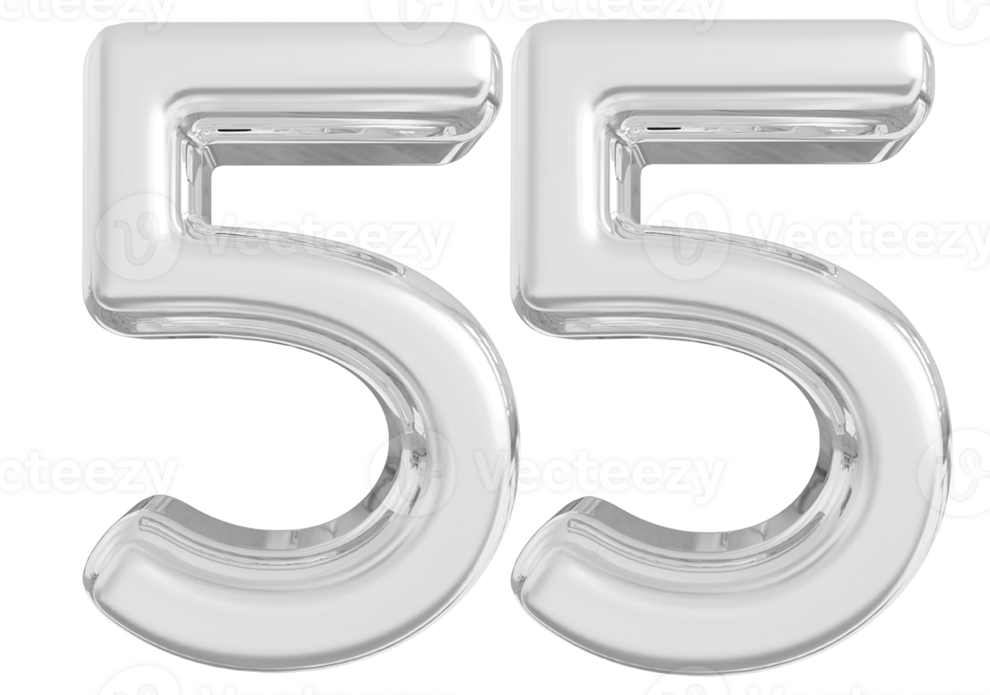 Silver 3d Number 55 png