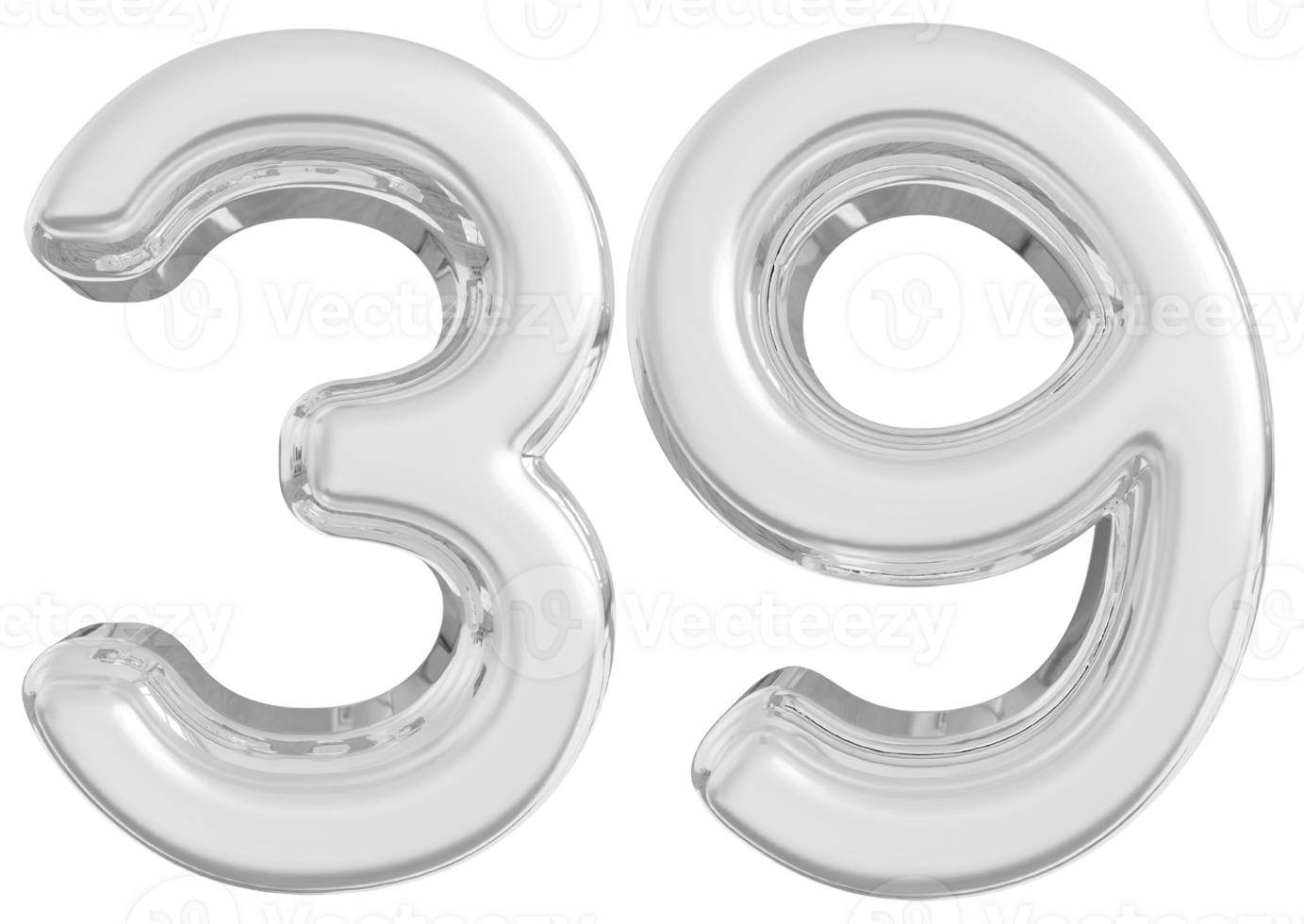 Silver 3d Number 39 png