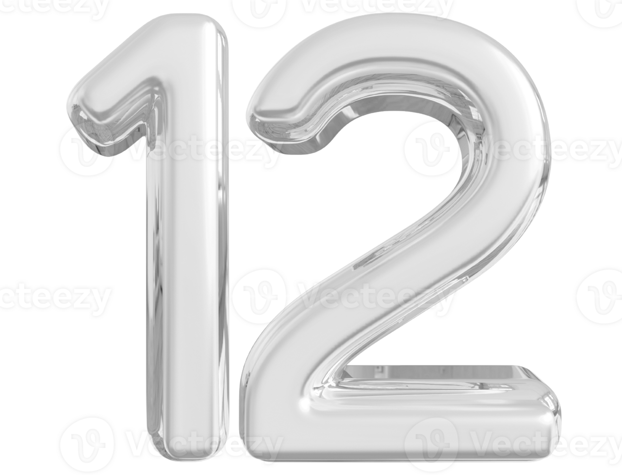 Silver 3d Number 12 png