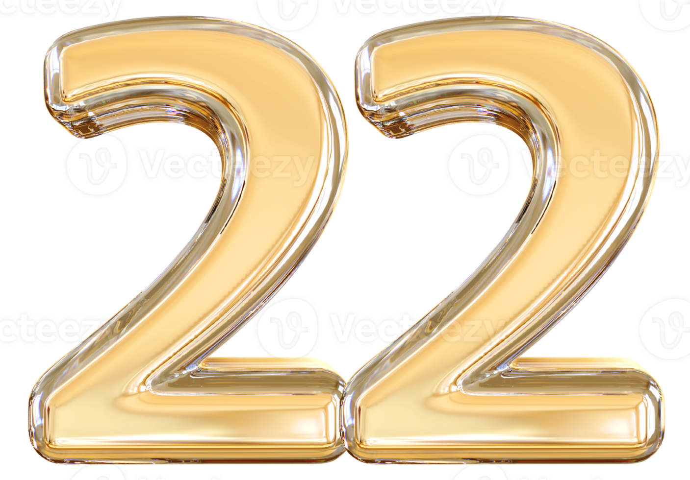 Gold 3d Number 22 png