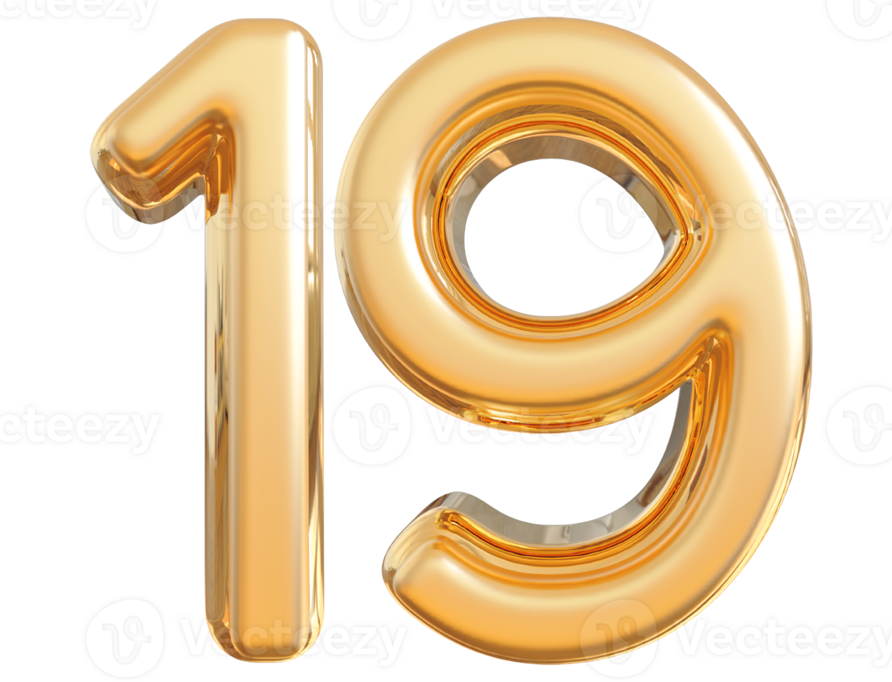 Gold 3d Number 19 png