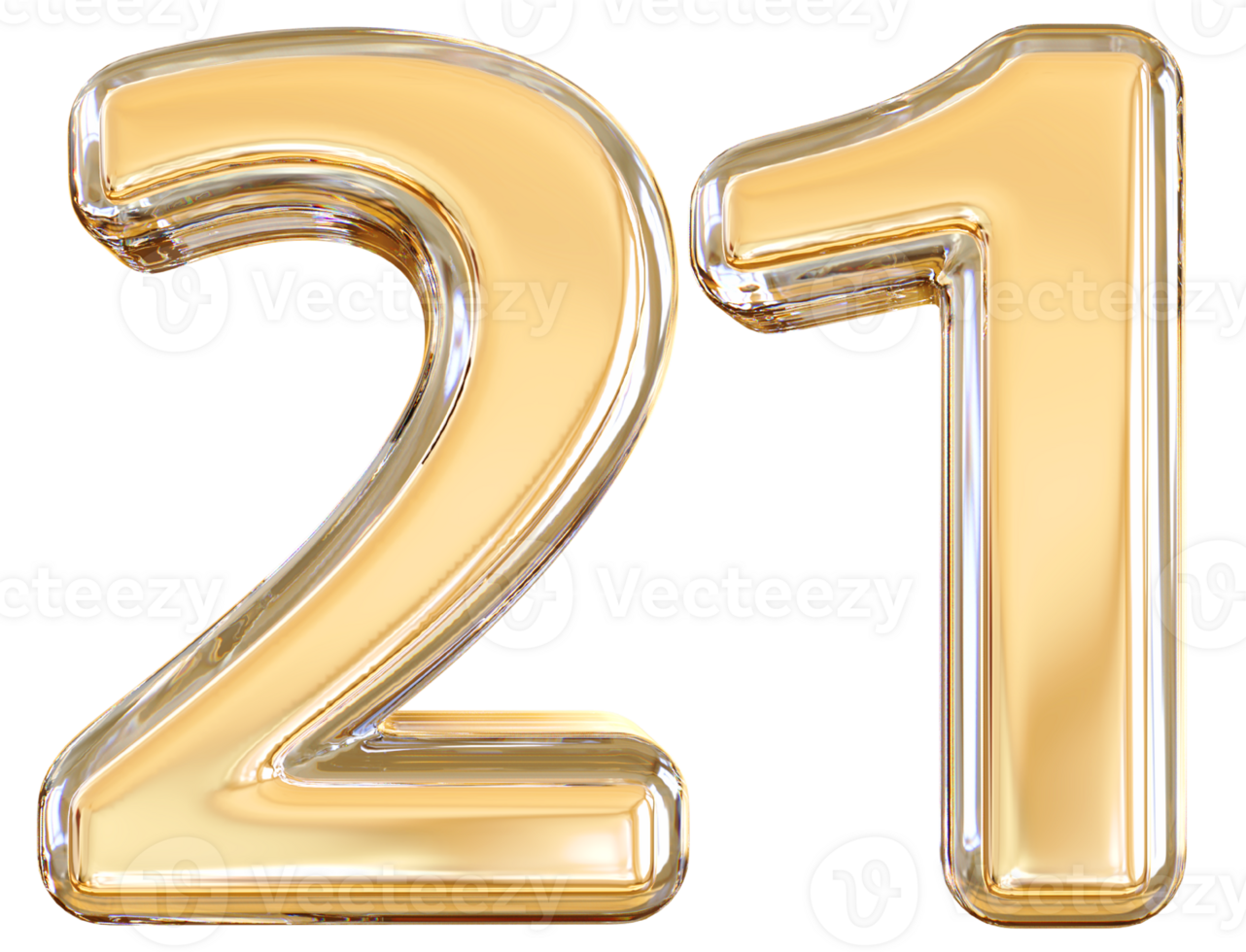 Gold 3d Number 21 png