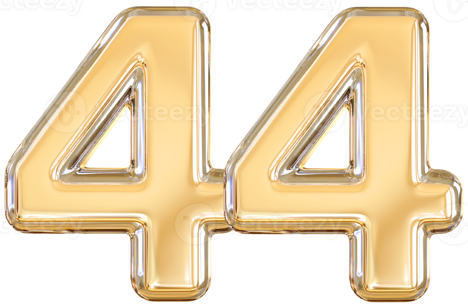 Gold 3d Number 44 png