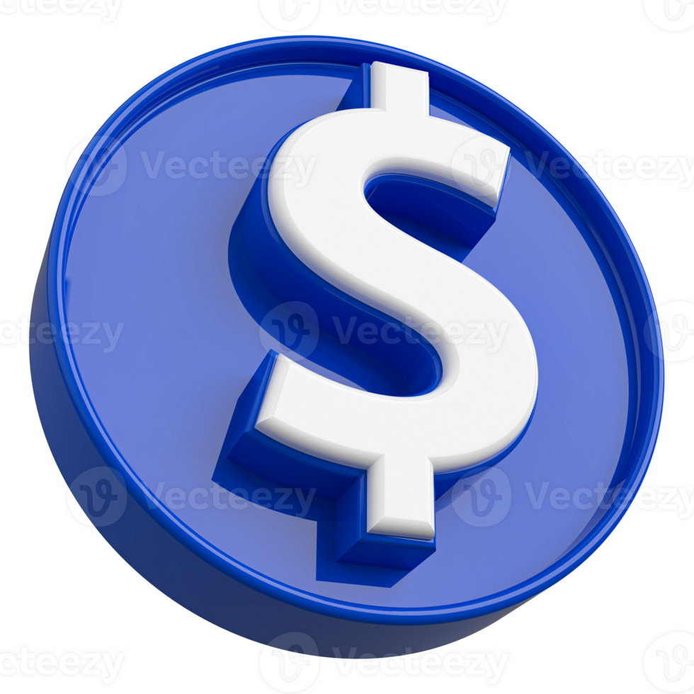 Symbol dollar Icon 3d render png