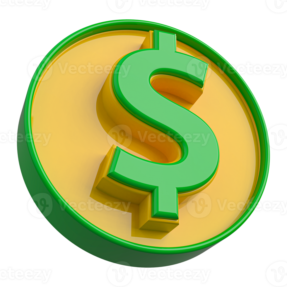 Symbol dollar Icon 3d render png
