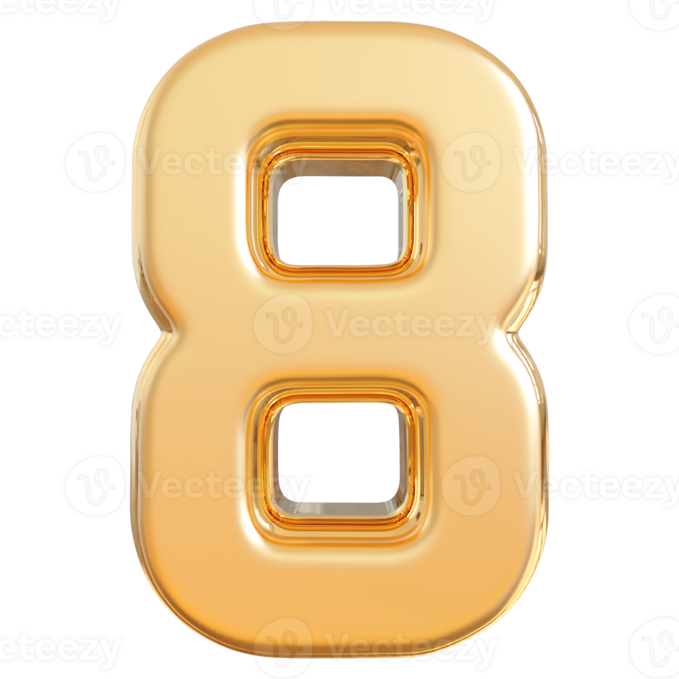 oro 3d número 8 png