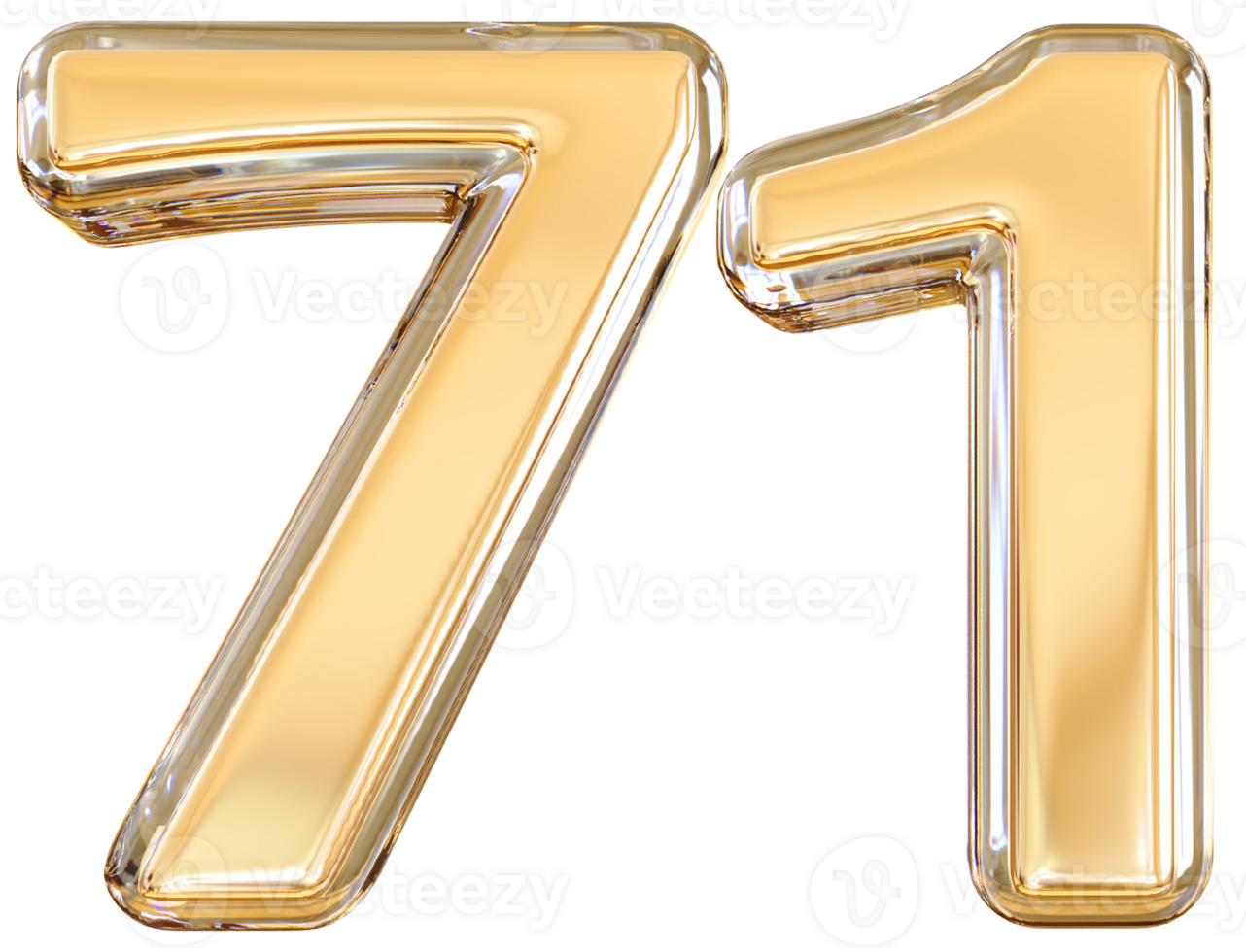 Gold 3d Number 71 png