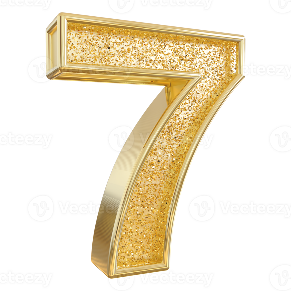 Gold 3d Number 7 png