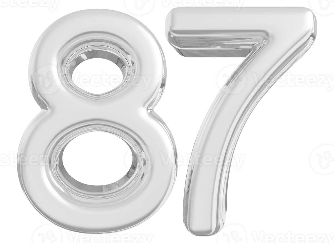 Silver 3d Number 87 png