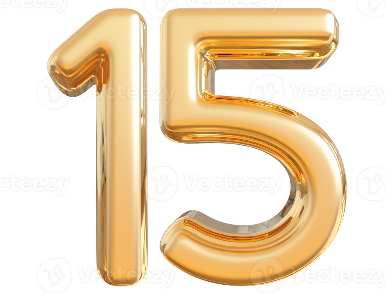 Gold 3d Number 15 png