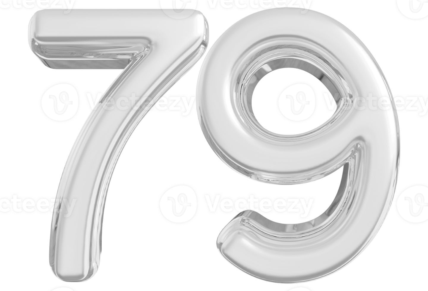 Silver 3d Number 79 png