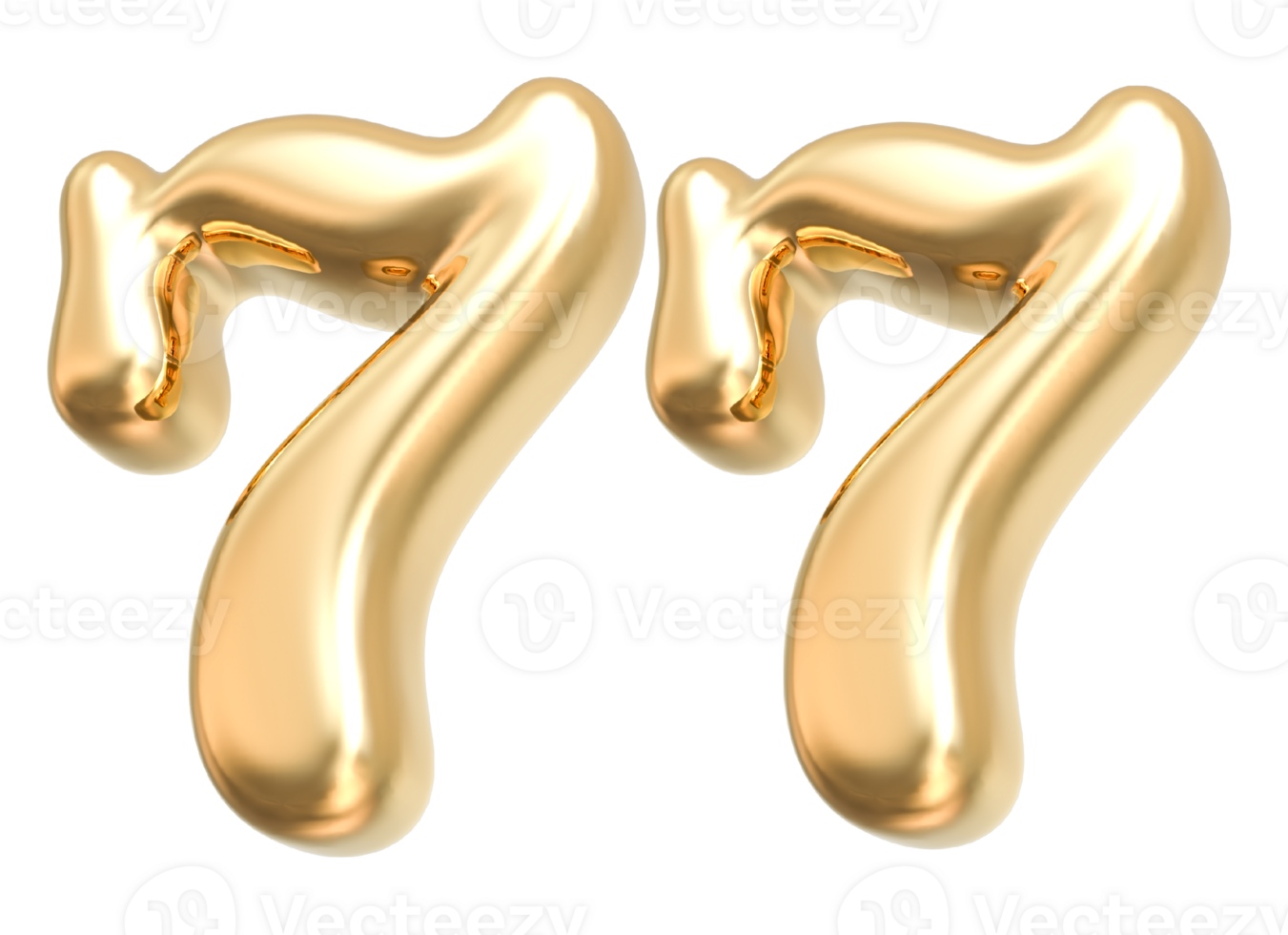 Gold 3d Number 77 png
