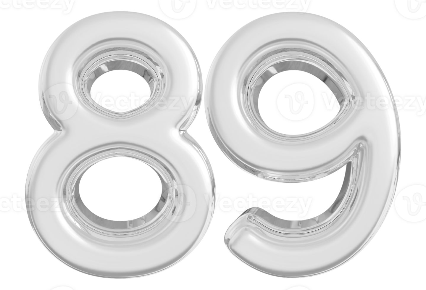 Silver 3d Number 89 png