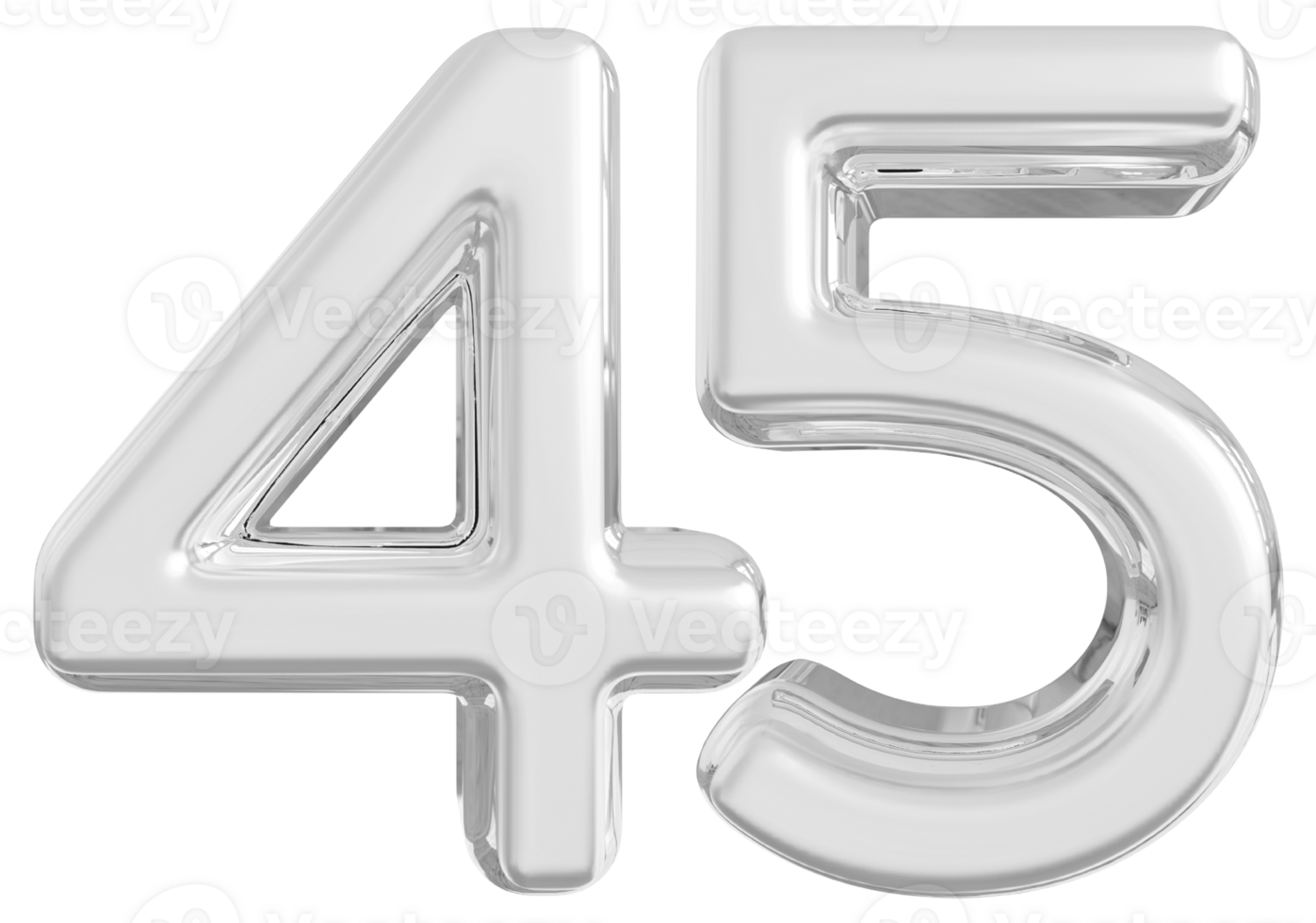 Silver 3d Number 45 png