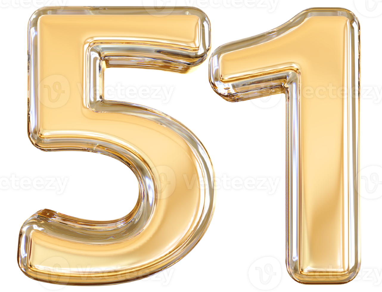 Gold 3d Number 51 png
