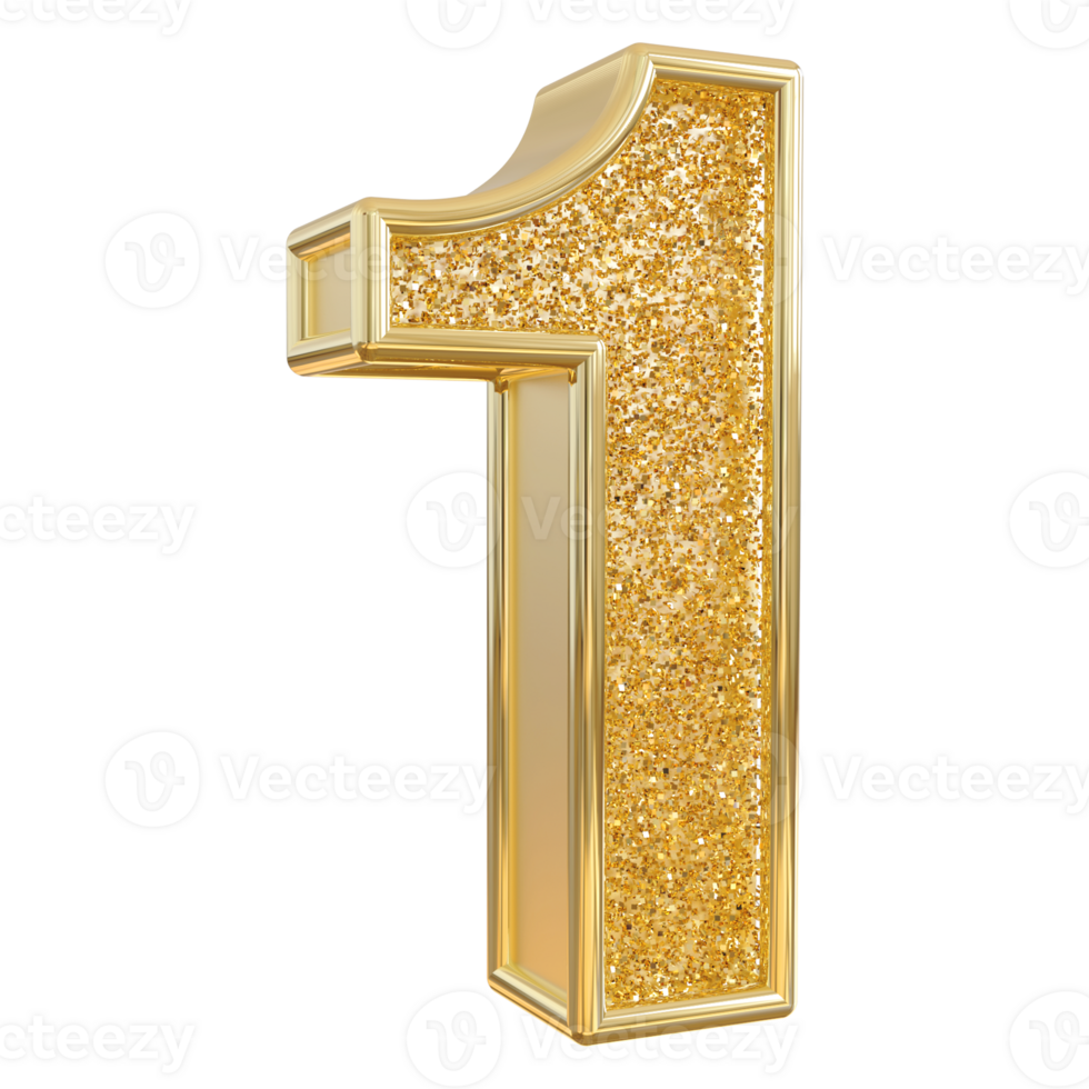 Gold 3d Number 1 png