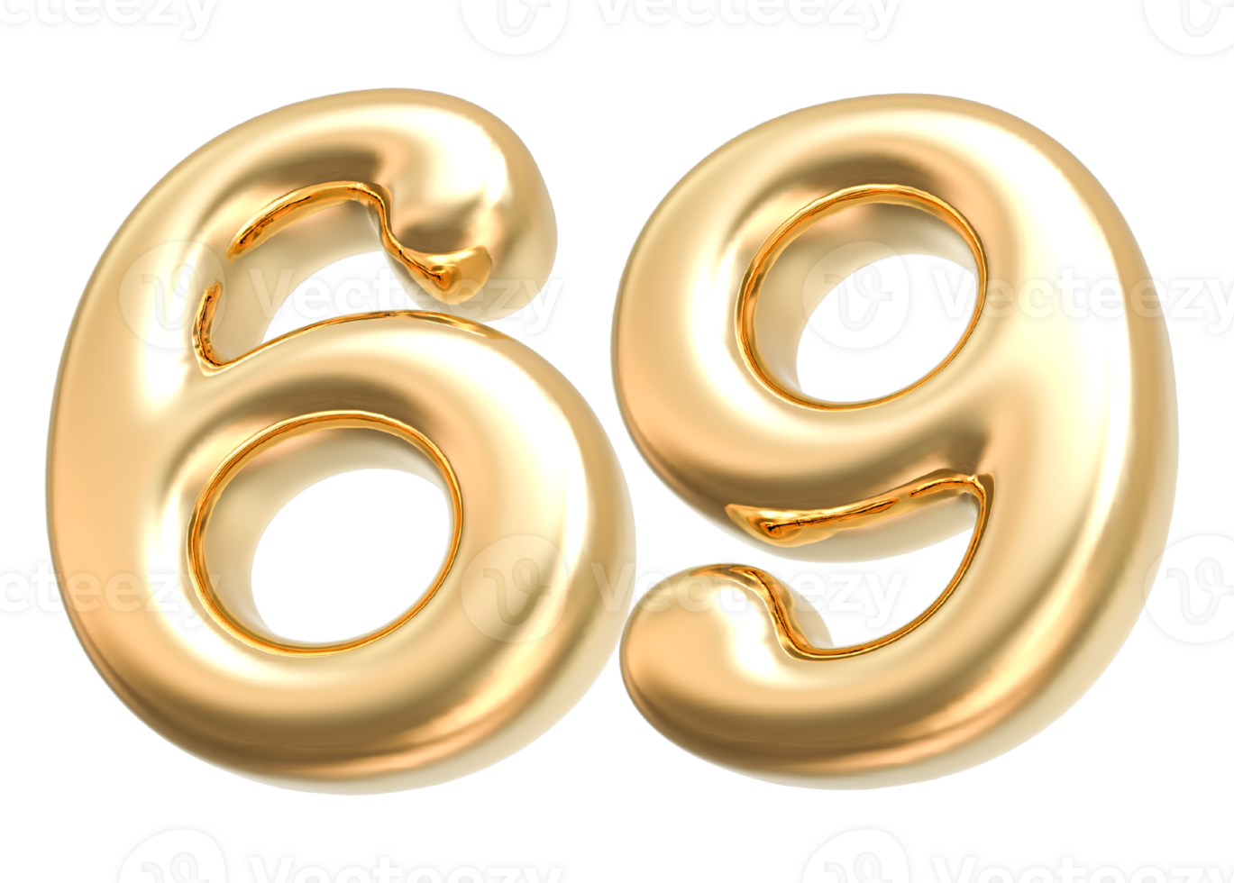 Gold 3d Number 69 png