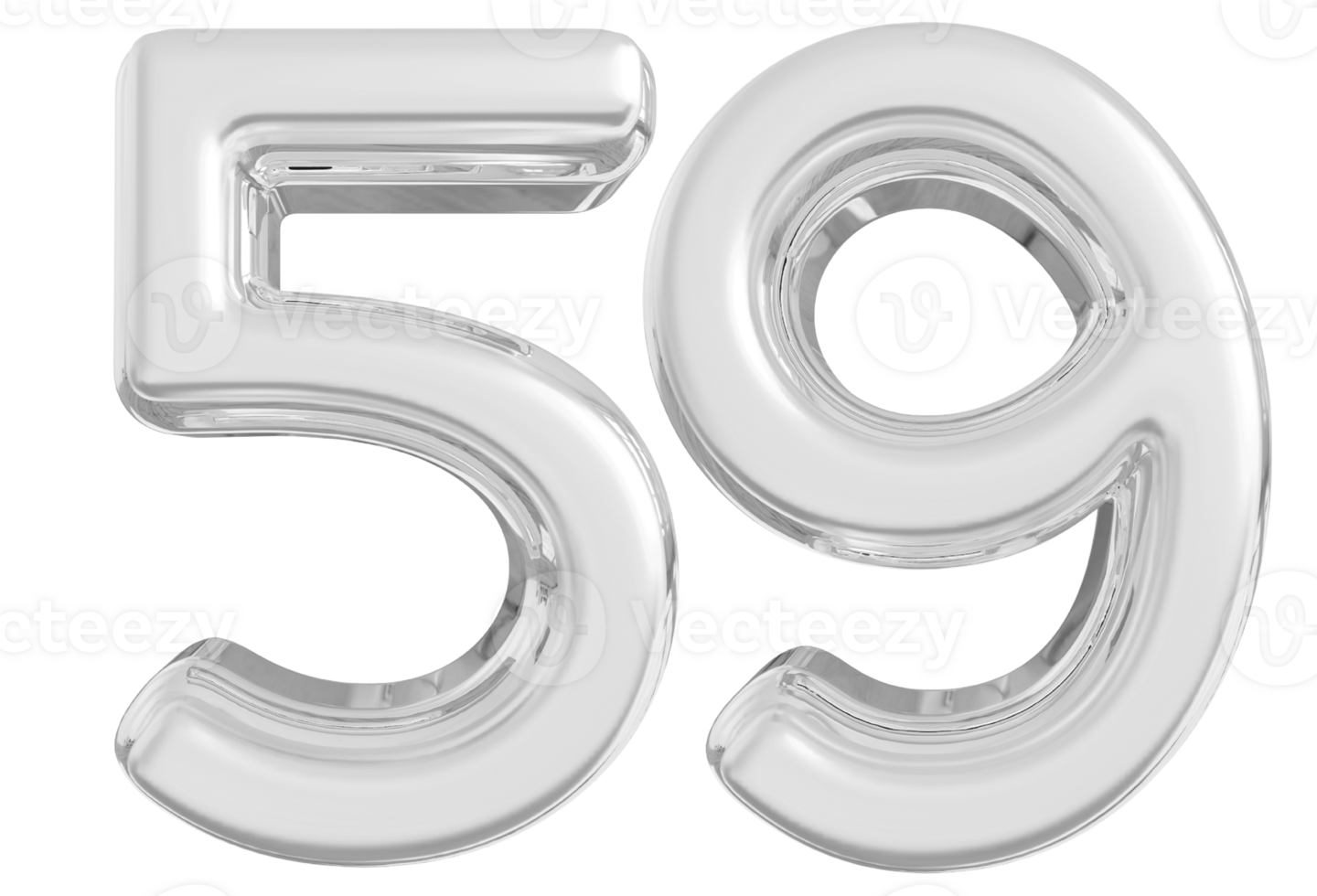 Silver 3d Number 59 png