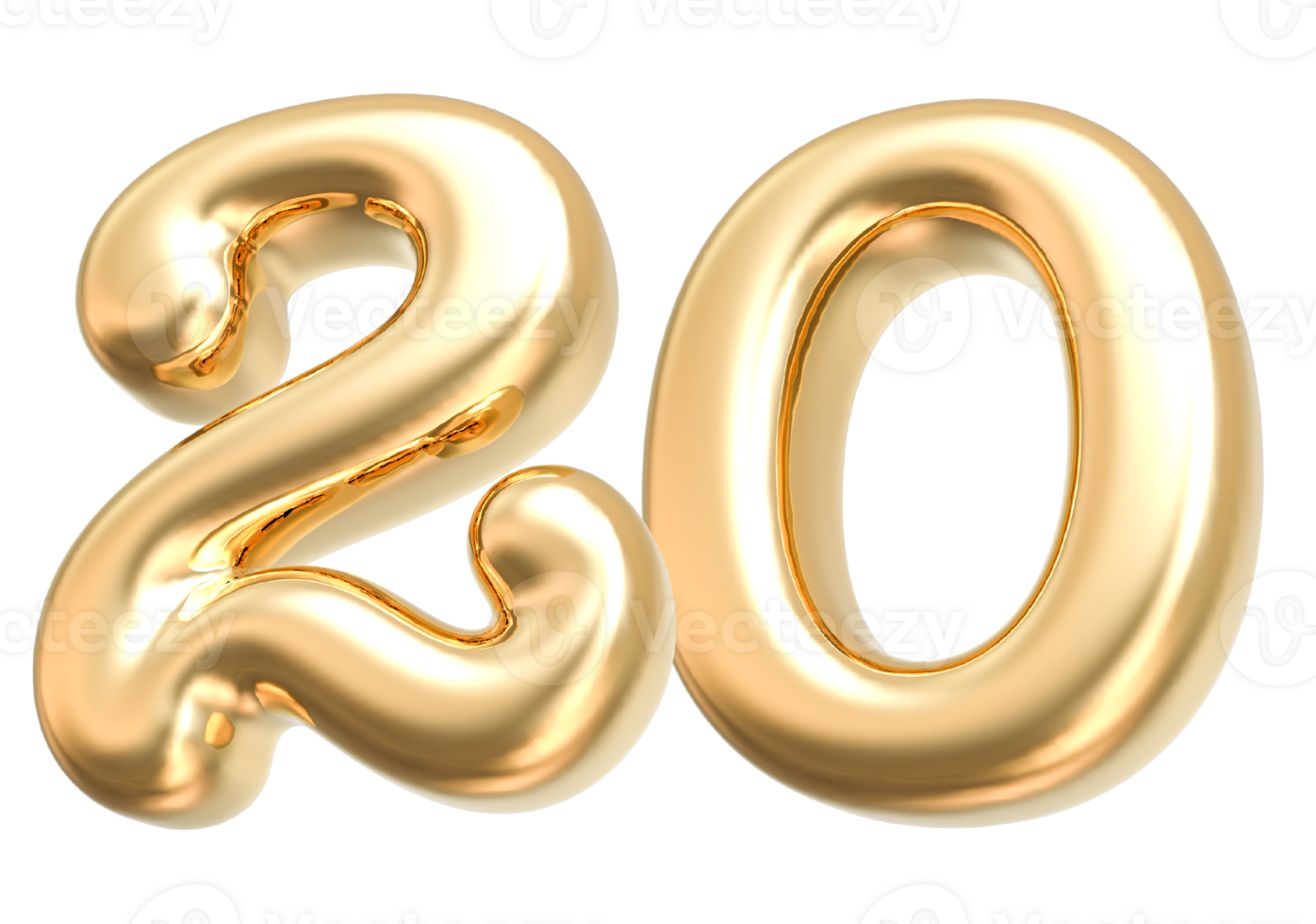 Gold 3d Number 20 png
