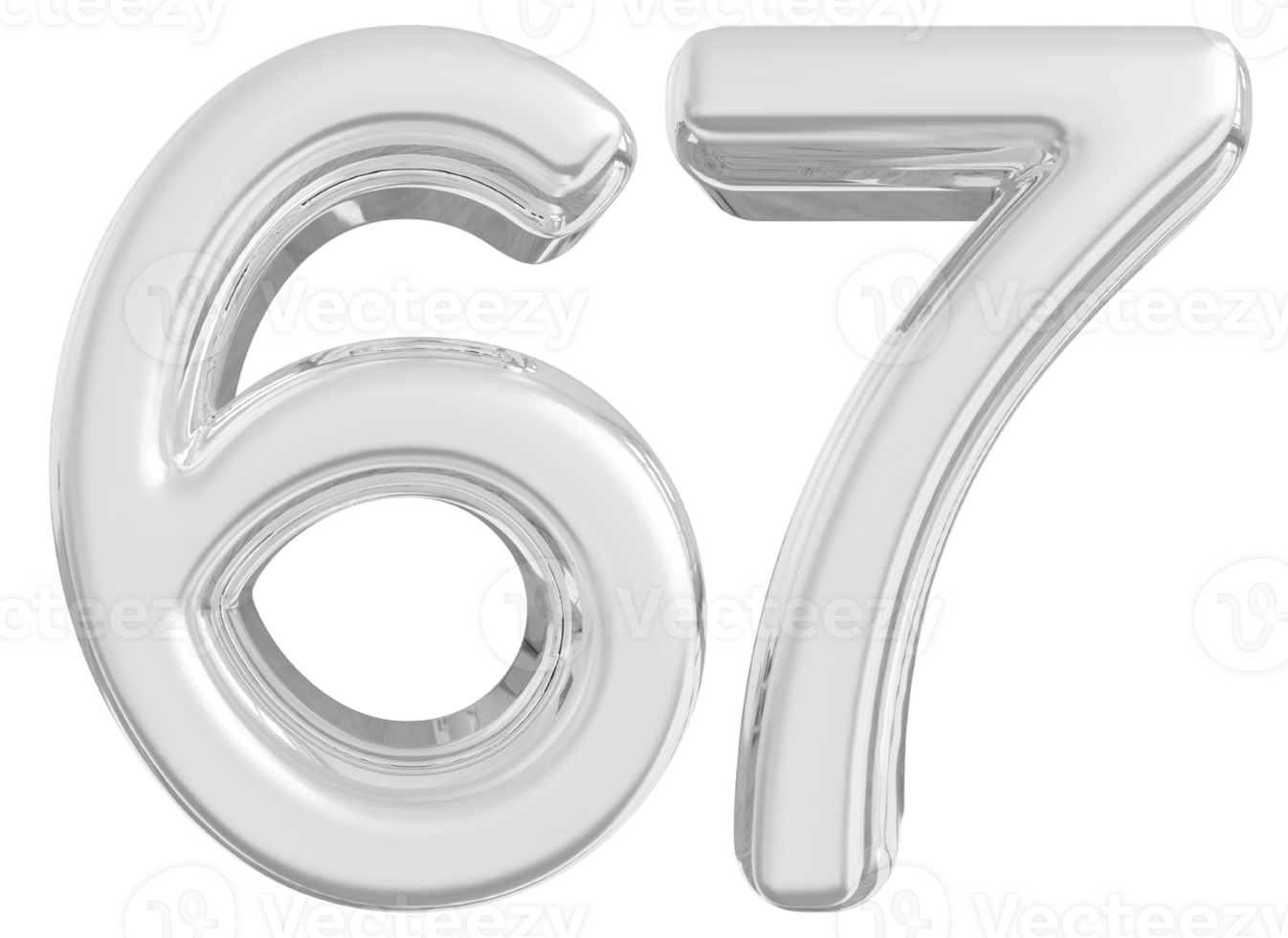 Silver 3d Number 67 png