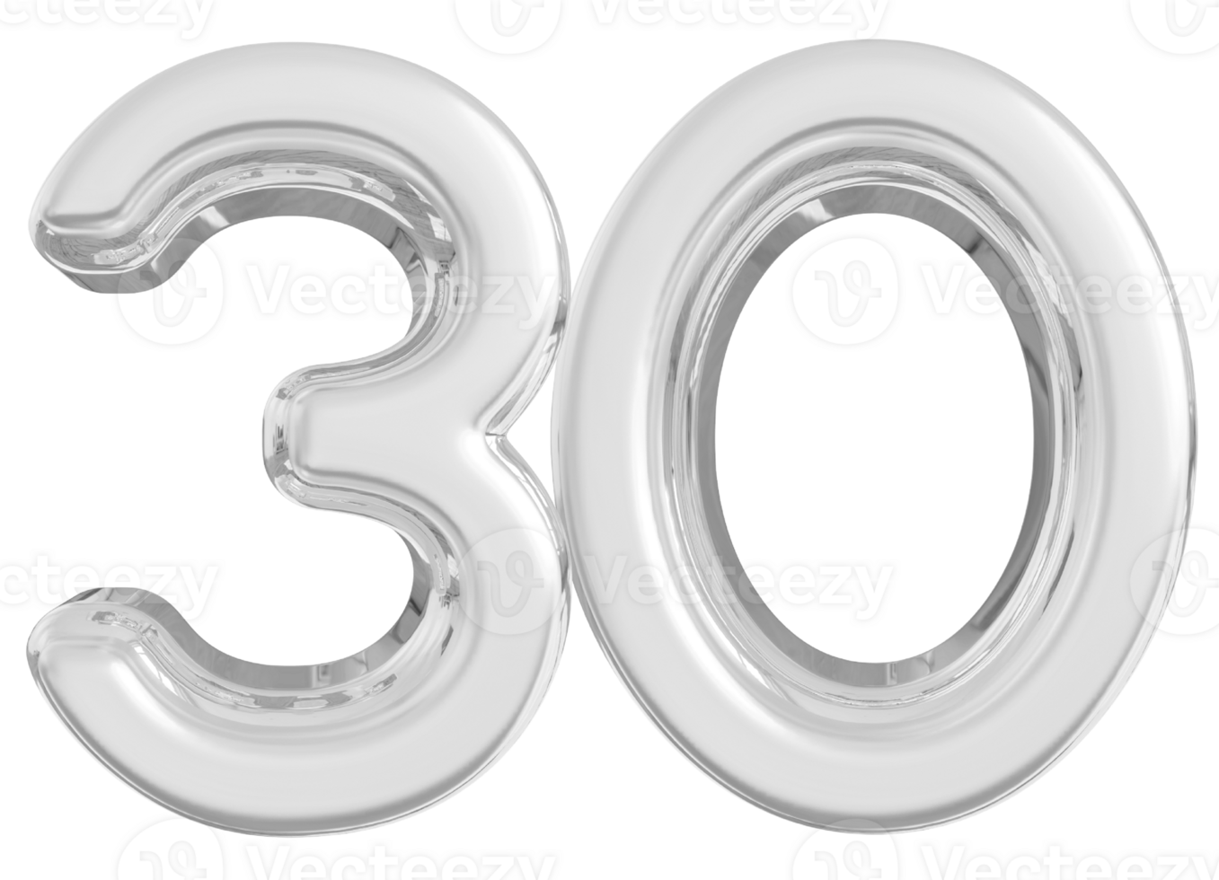 Silver 3d Number 30 png