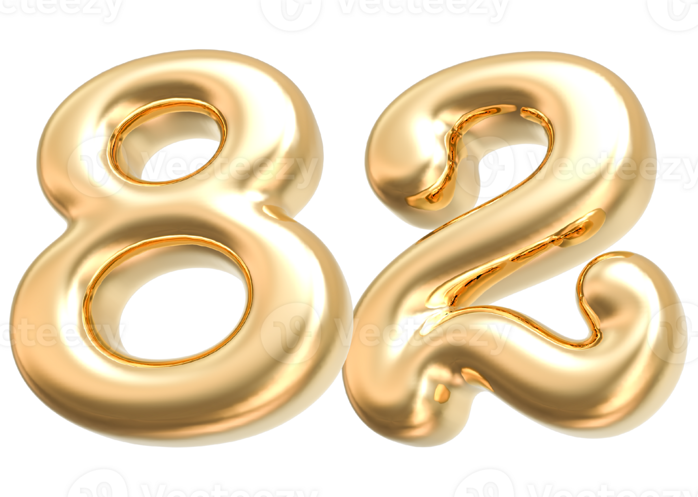 Gold 3d Number 82 png